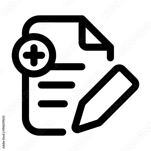 note with pencil and plus