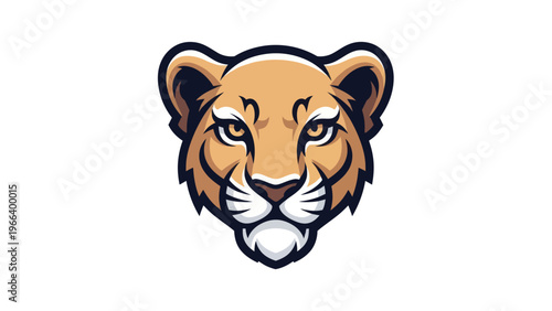 Stylized cougar head illustration isolated