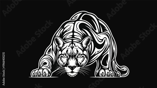 Stylized cougar illustration on dark background