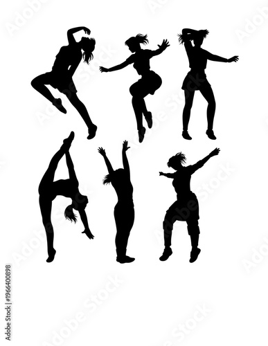Person jumping sport, dance performance show pose silhouette