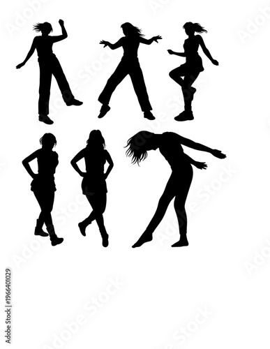 Person jumping sport, dance performance show pose silhouette