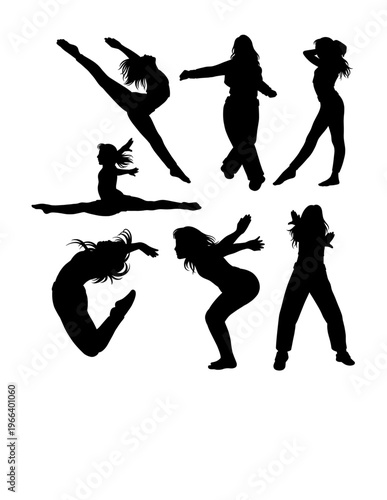 Person jumping sport, dance performance show pose silhouette
