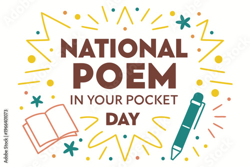 NATIONAL POEM IN YOUR POCKET DAY vector illustration isolated on white background