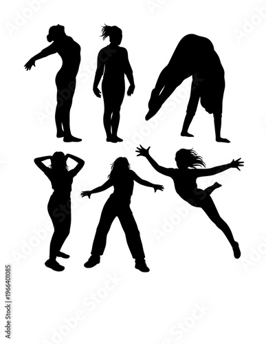 Person jumping sport, dance performance show pose silhouette