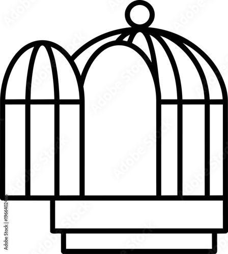 Birdcage Line Art Illustration.