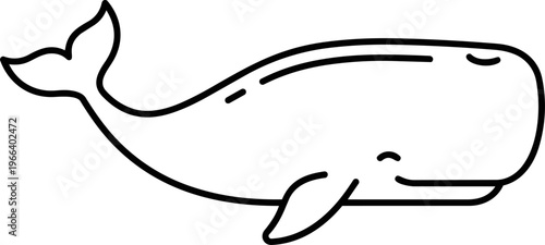 Whale Black Line Drawing Animal.