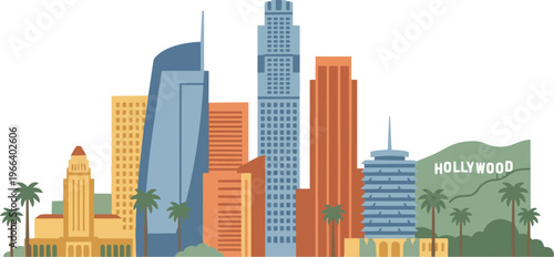 Hollywood Los Angeles City Skyline.