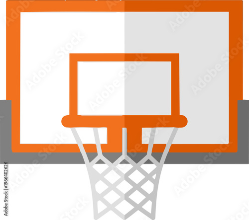 Basketball hoop with orange backboard.