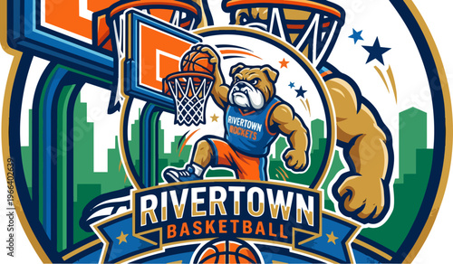 Rivertown Basketball Bear Mascot.