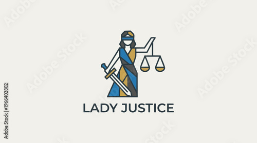 Lady Justice Statue Icon Symbol.