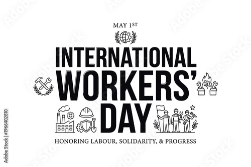 International Workers Day May 1st Labor Solidarity Progress Illustration