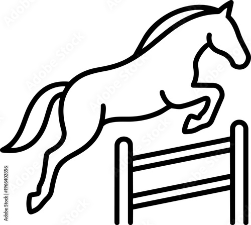 Horse Jumping Over Fence.