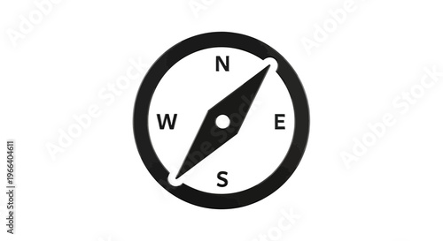 Black Compass Icon with Cardinal Directions.