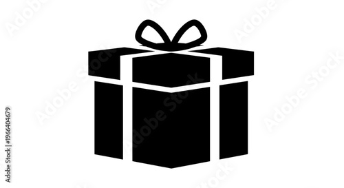 Black Gift Box with Ribbon Illustration.