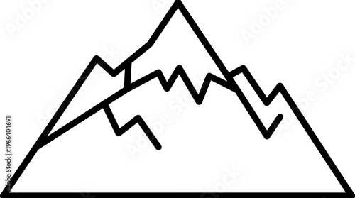 Mountain Range Simple Line Drawing.
