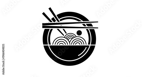Bowl of Ramen with Chopsticks Illustration.
