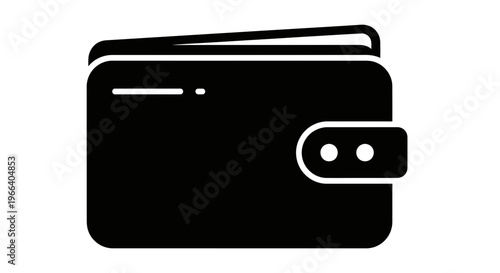 Black Wallet Icon with Snap Closure.