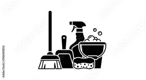 Cleaning Supplies and Tools Illustration.