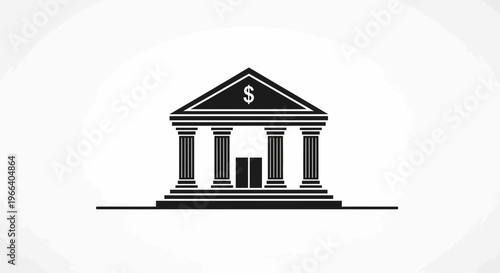 Classic Bank Building Icon with Columns.