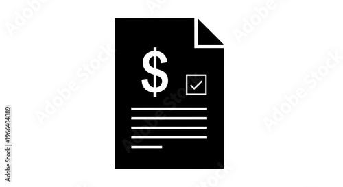 Dollar Sign Document with Checkmark Symbol.