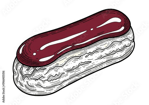 Delicious Chocolate Eclair Illustration - A Classic Pastry Treat