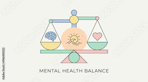 Mental Health Balance Scale Illustration.