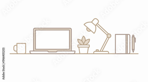 Desk with office supplies.