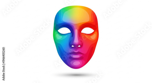 Vibrant gradient face mask illustration reflecting emotional depth, human diversity, and artistic expression, a symbol of identity and creativity