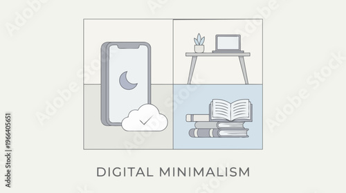 Digital minimalism lifestyle concept.