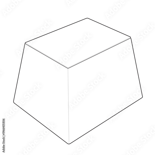 Isometric tapered plyometric jump box with landing pad linear drawing