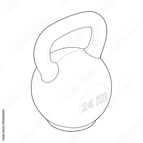 Isometric twenty four kilogram kettlebell linear drawing