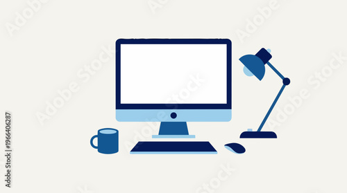 Computer Office Workspace Setup.