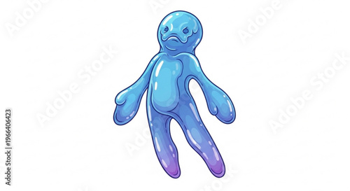 A cute, gooey, blue blob character with a sad expression and its arms outstretched, perfect for conveying emotions or as a fun graphic element