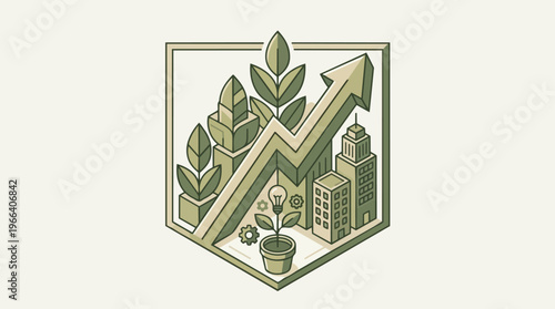 Green growth city eco concept.