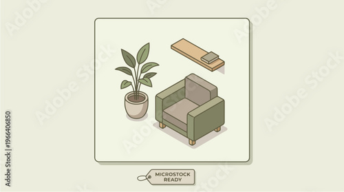 Furniture and house plants.