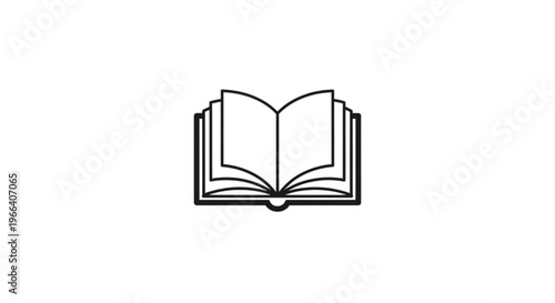 A minimalist vector illustration of an open book on a white background