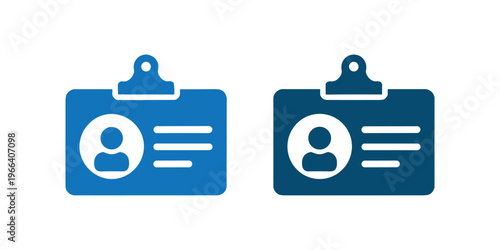 Blue and dark blue identification card with clip badge in white background