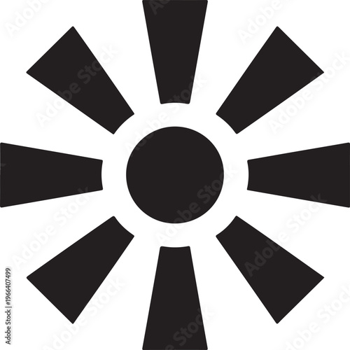 A 3d vector design of a radioactive sun and moon symbol on the beach creates a circular business sign concept with flower energy icons and nuclear radiation illustrations