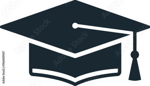Graduation cap icon with tassel on Academic hat symbol