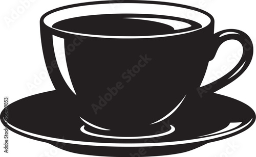 Simple black coffee cup and saucer illustration design