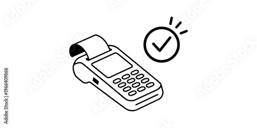 Payment terminal with successful transaction checkmark credit card reader payment processing