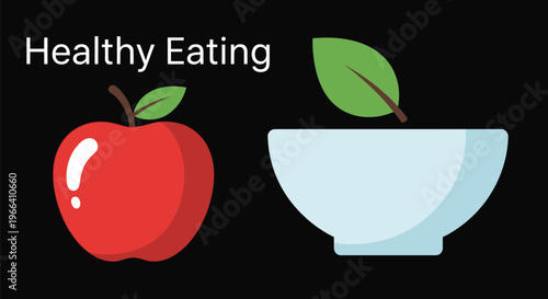 A bowl of food with an apple on a table indoors showing healthy eating