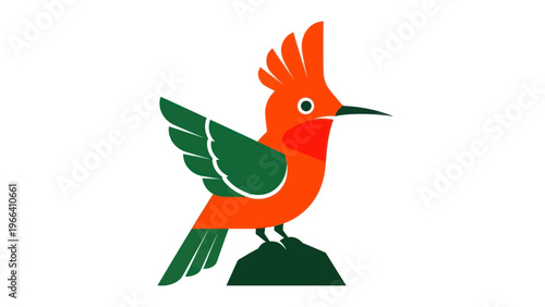 Slika na platnu Stylized red bird vector illustration