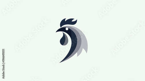 Stylized rooster head icon on white
