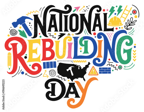 NATIONAL REBUILDING DAY vector illustration isolated on white background
