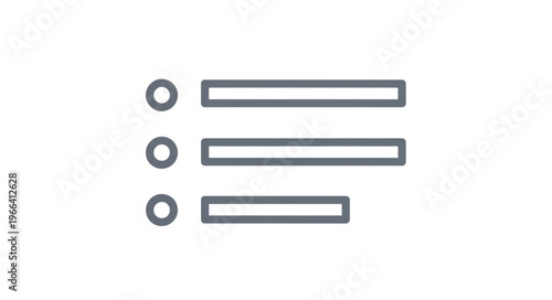 Simple List Icon with Bullet Points and Horizontal Lines Representing Items.