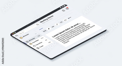 Foldable Tablet Displaying Notes and Interface Elements for Productivity.