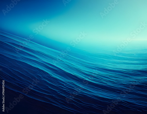 Hypnotic deep blue waves creating an abstract underwater texture, flowing seamlessly with a captivating gradient from dark depths to tranquil surface light