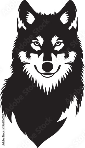 Black and White Wolf Portrait Illustration