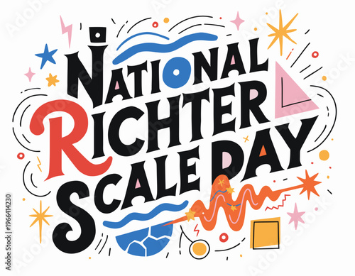 Seismic Activity Vector Graphic, National Richter Scale Day Education Illustration